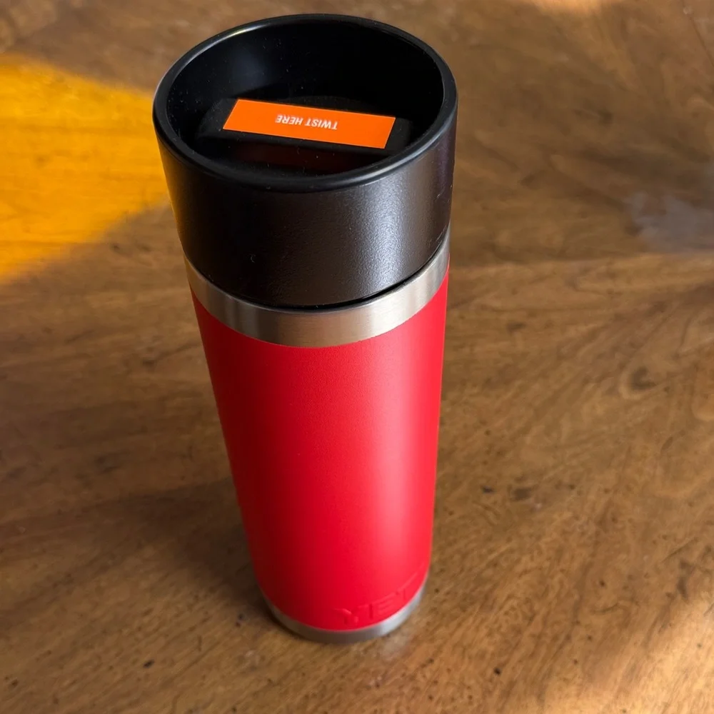 NEW Yeti Rambler Red Stainless Travel Mug - Twist Lid - Picture 2 of 3